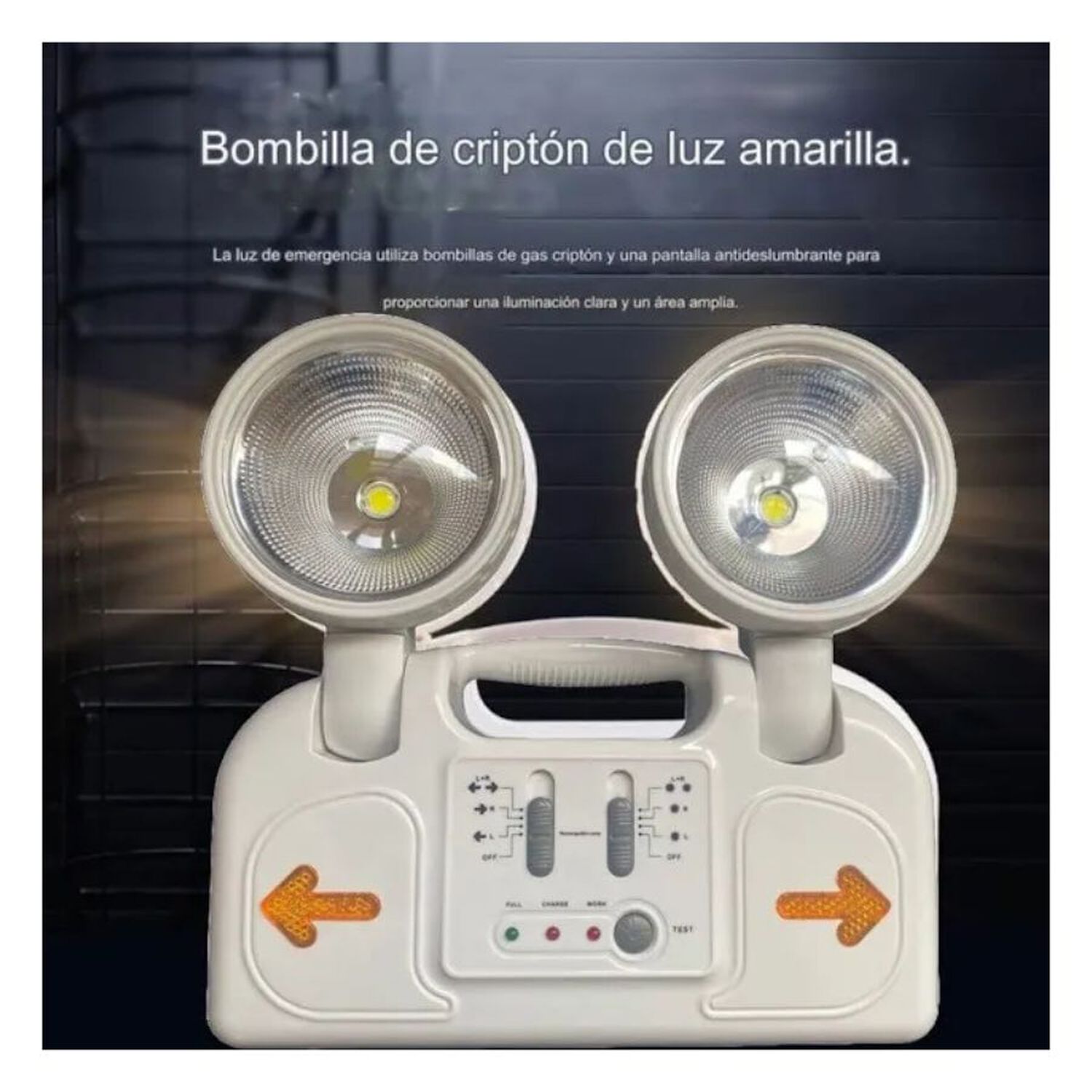 L&aacute;mpara Emergencia 2 Focos Recargable Luz Led image number 2.0