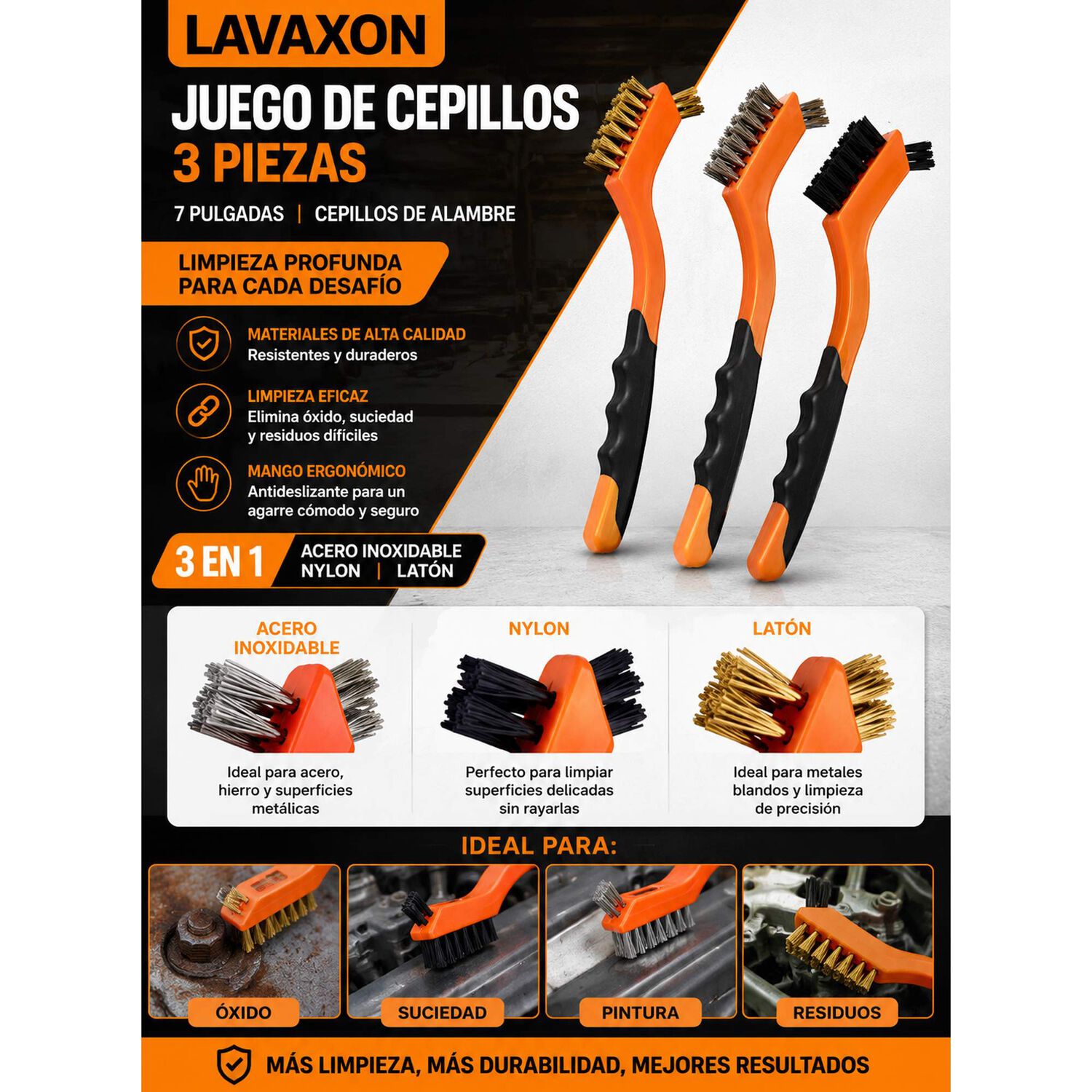 Juego Mini Cepillos Kendo 3 Pzas 31101 image number 3.0