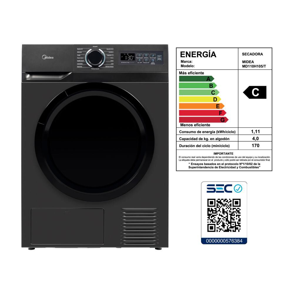 Secadora Midea Md110h105/t / 10.5 Kilos image number 9.0