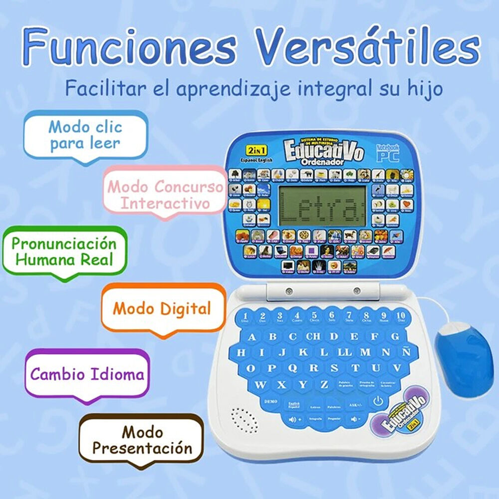 Mini Ordenador Didactico Educativo Juguete Notebook Mouse image number 3.0