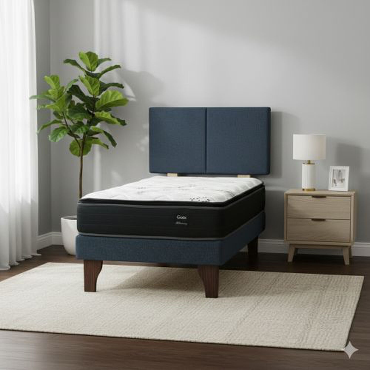 Cama Europea 1.5 Plaza 200 Plus Respaldo Everest image number 0.0