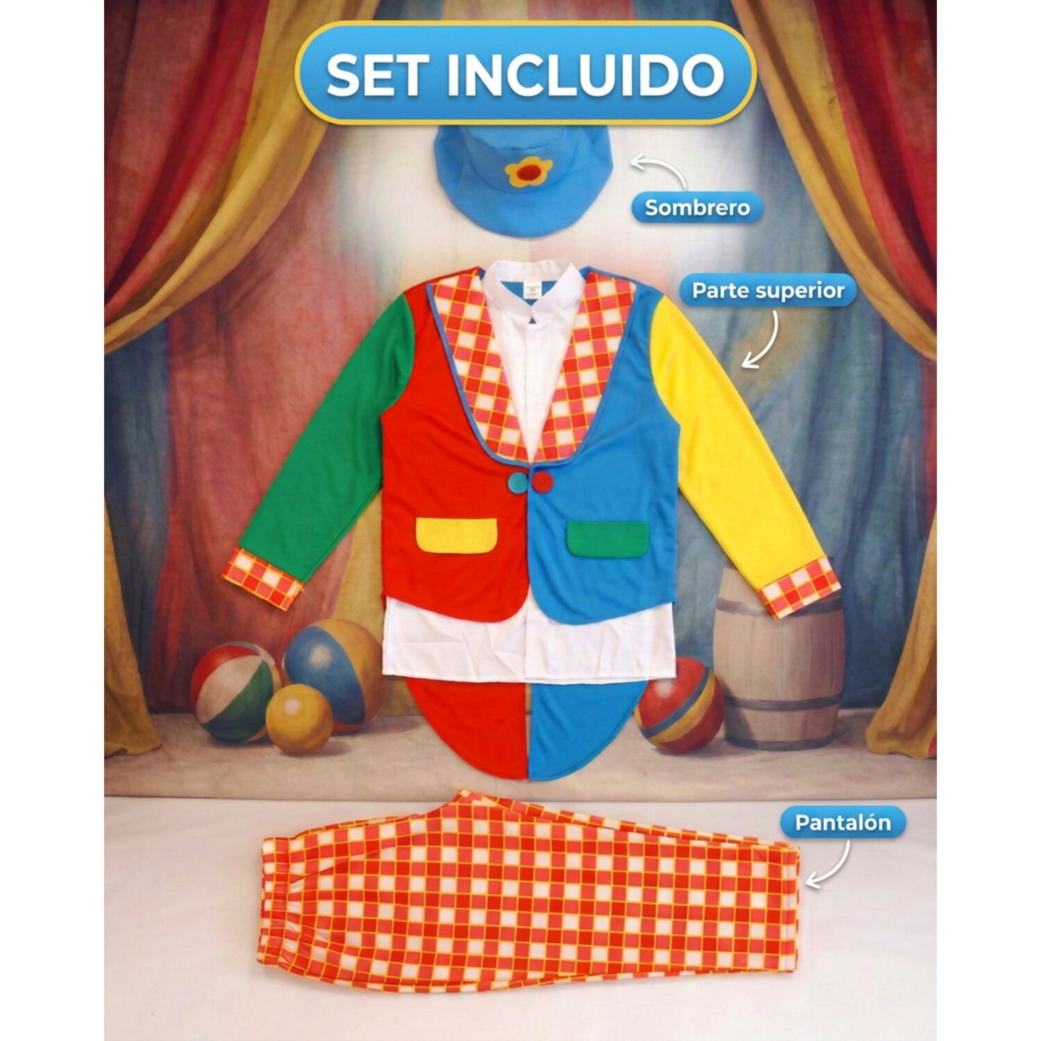 Disfraz Cosplay Payaso Bufon Adulto image number 3.0