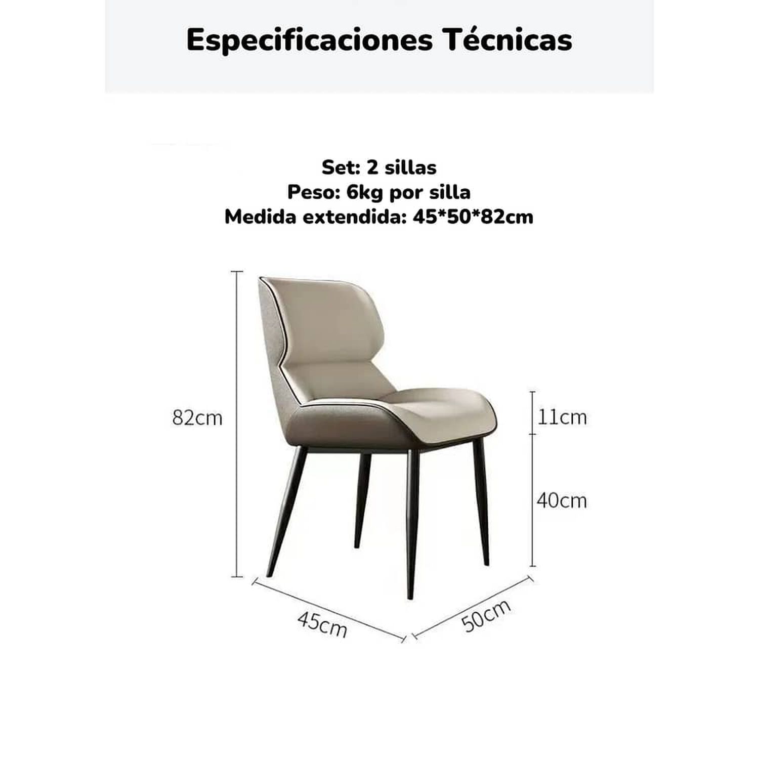 Pack 2 Sillas De Comedor Home Lubabycas image number 6.0