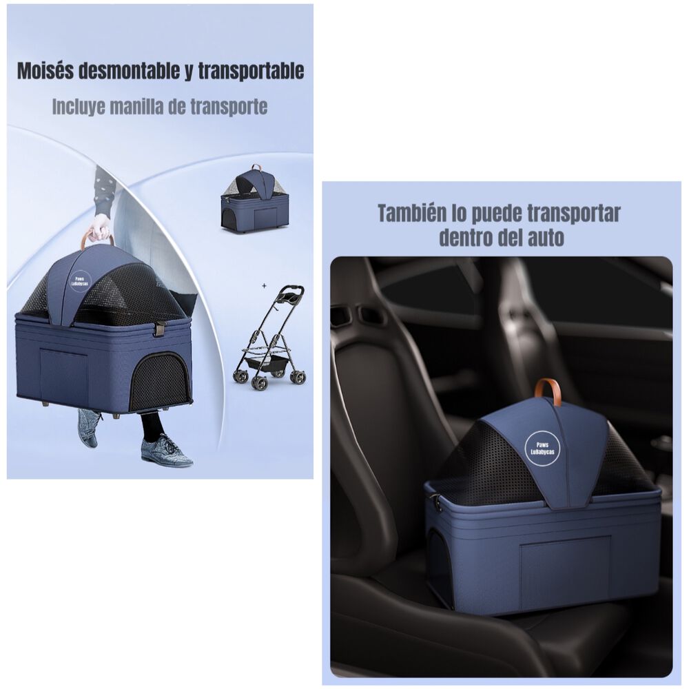 Coche Plegable 2 En 1 Para Mascotas Lubabycas Negro image number 4.0