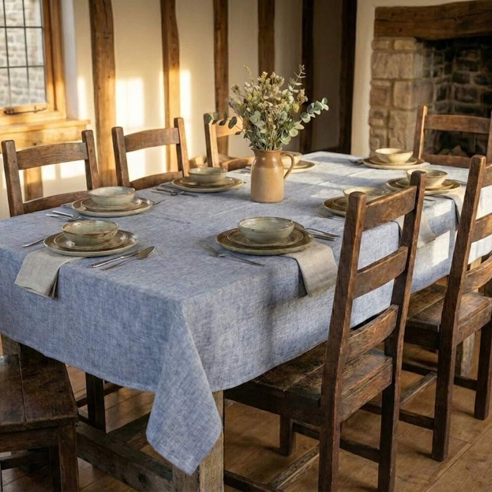 Mantel De Algod&oacute;n Edgar Azul 157x227 Cm image number 1.0