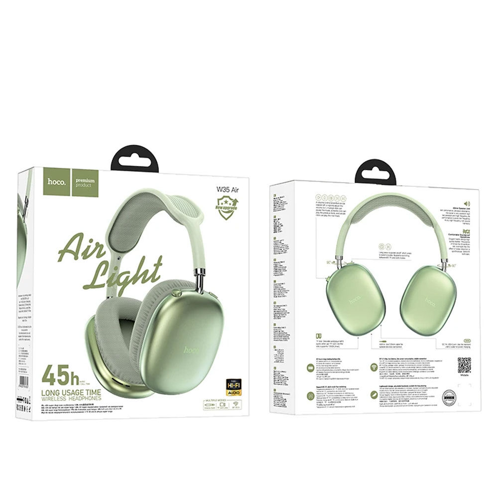 Audifonos Hoco W35 Air Triumph Over Ear Bluetooth Verde image number 3.0