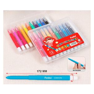 Lapiz T&eacute;mpera 12 Colores Retra&iacute;ble Sf8012 Foska