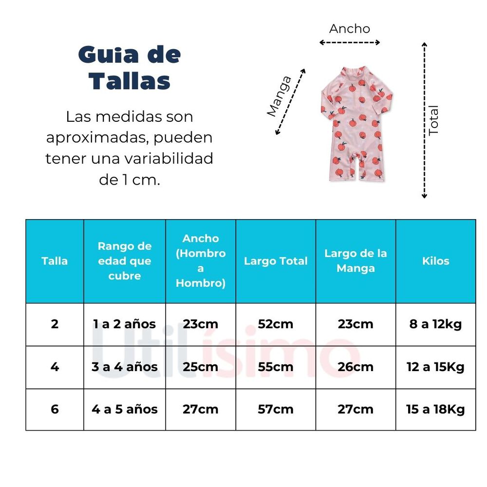 Traje De Ba&ntilde;o Enterito Manga Larga Ni&ntilde;a Jump Kids Rosa Frutas image number 1.0