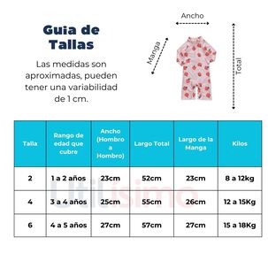 Traje De Ba&ntilde;o Enterito Manga Larga Ni&ntilde;a Jump Kids Rosa Frutas