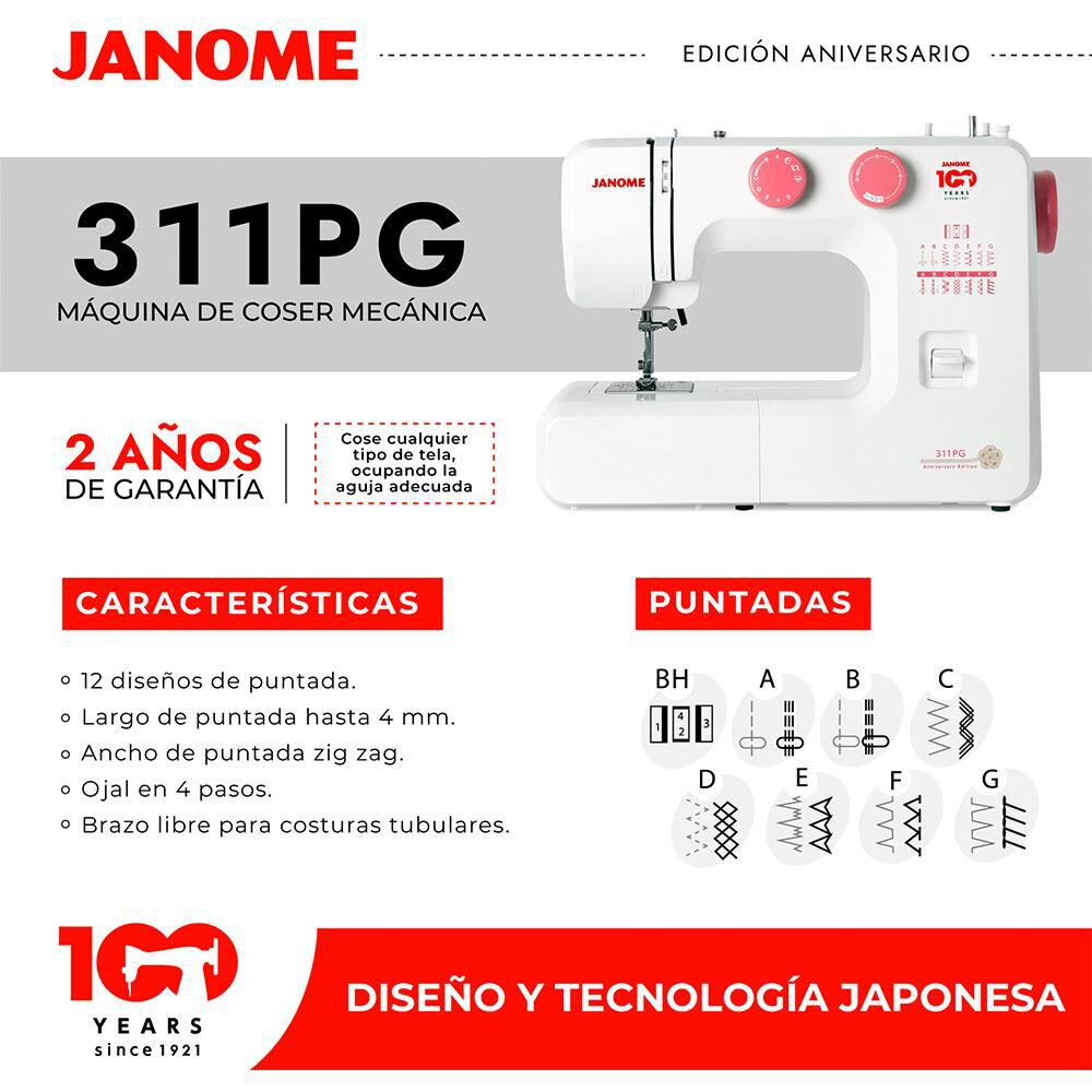 Máquina de Coser Janome 311PG image number 5.0