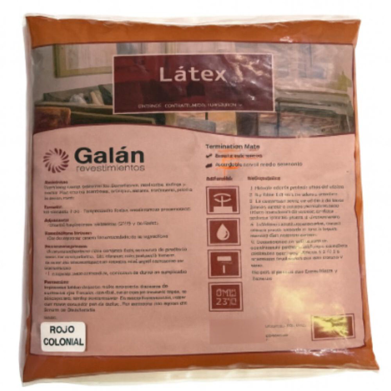 Pintura En Bolsa Latex 2.8 Kilos Rojo Colonial Galan image number 1.0