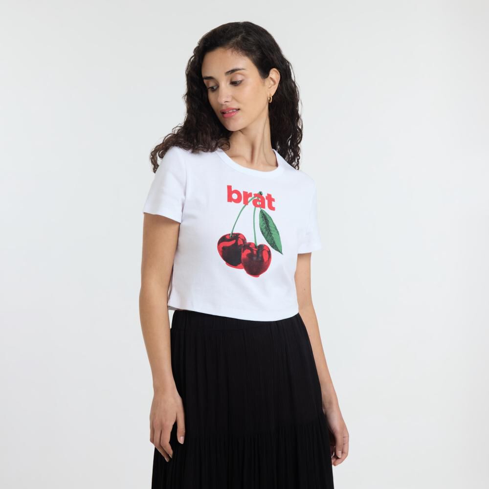 Polera Crop Print Moda Manga Corta Cuello Redondo Mujer Freedom image number 0.0