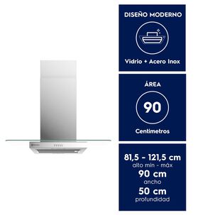 Campana Cocina Isla Decorativa 90cm Luz Led Ce9ix Inox