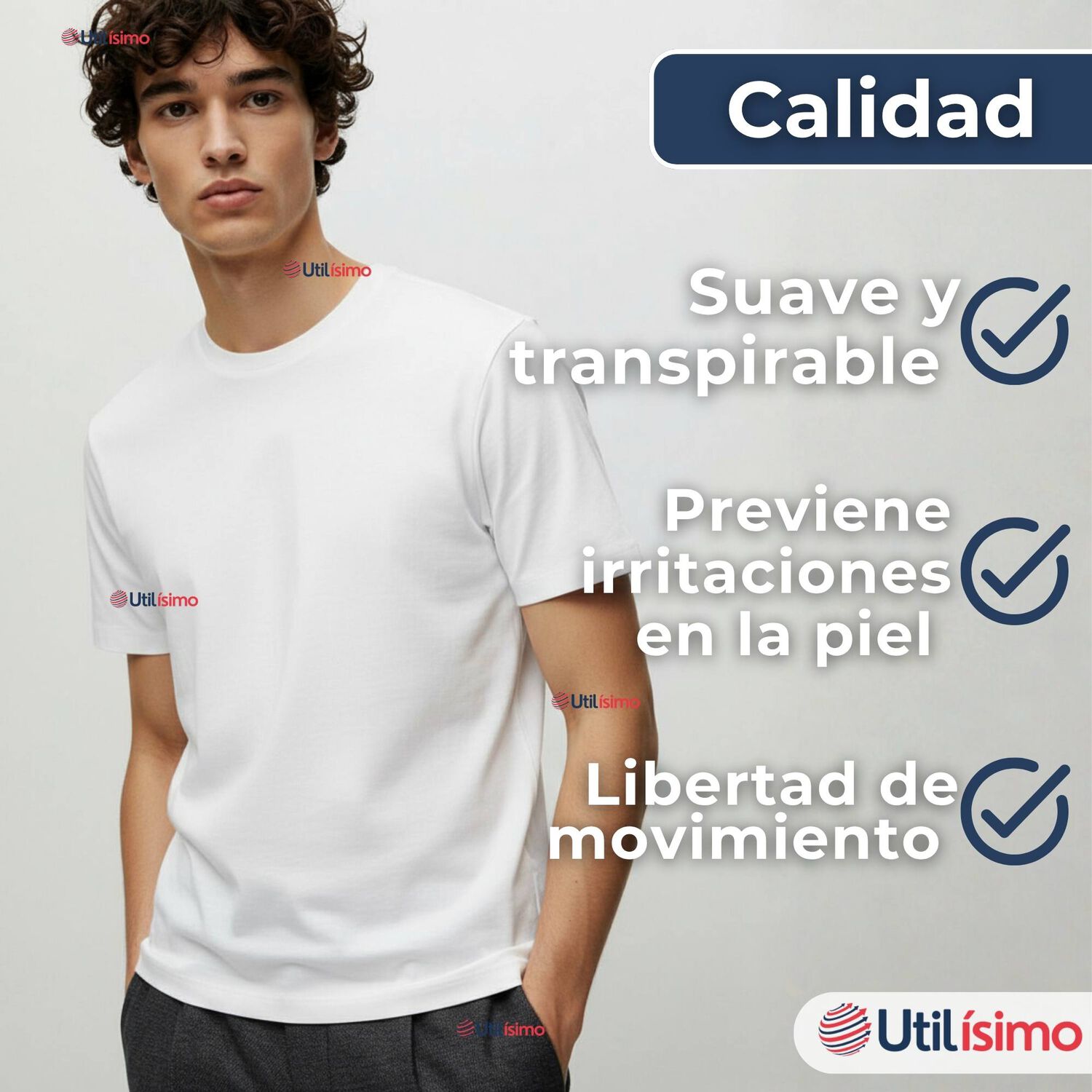Polera Camiseta 150g Manga Corta 100% Algod&oacute;n Textura Suave Blanco Hombre image number 6.0