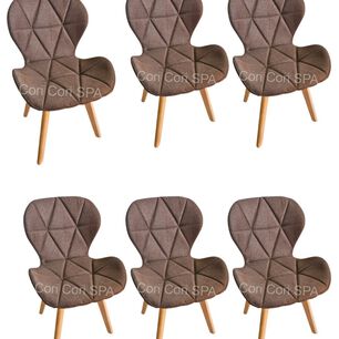 Pack 6 Sillas Mariposa Wood Lino Cafe