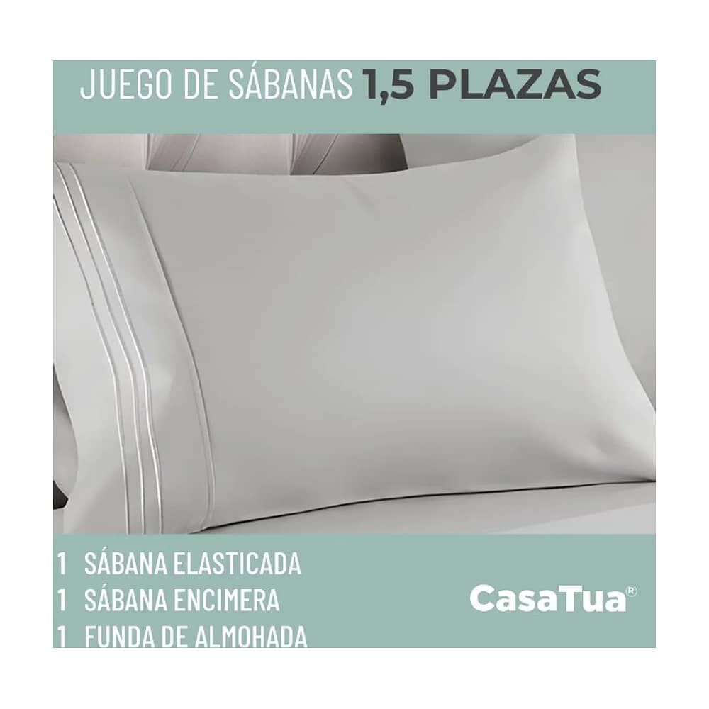 Sabana 1800 Hotel Ultra Suave + Funda Bordada. 1.5 Plazas Gris image number 1.0