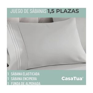 Sabana 1800 Hotel Ultra Suave + Funda Bordada. 1.5 Plazas Gris
