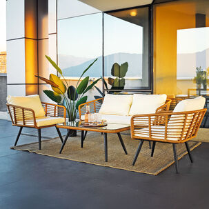 Juego Living Terraza Bali Cojín Marfil 4 Pers