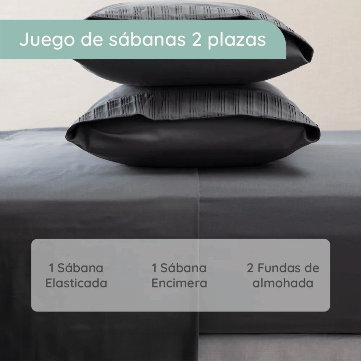 Sabanas 2 Plazas Microfibra 300 Hilos Gris image number 1.0
