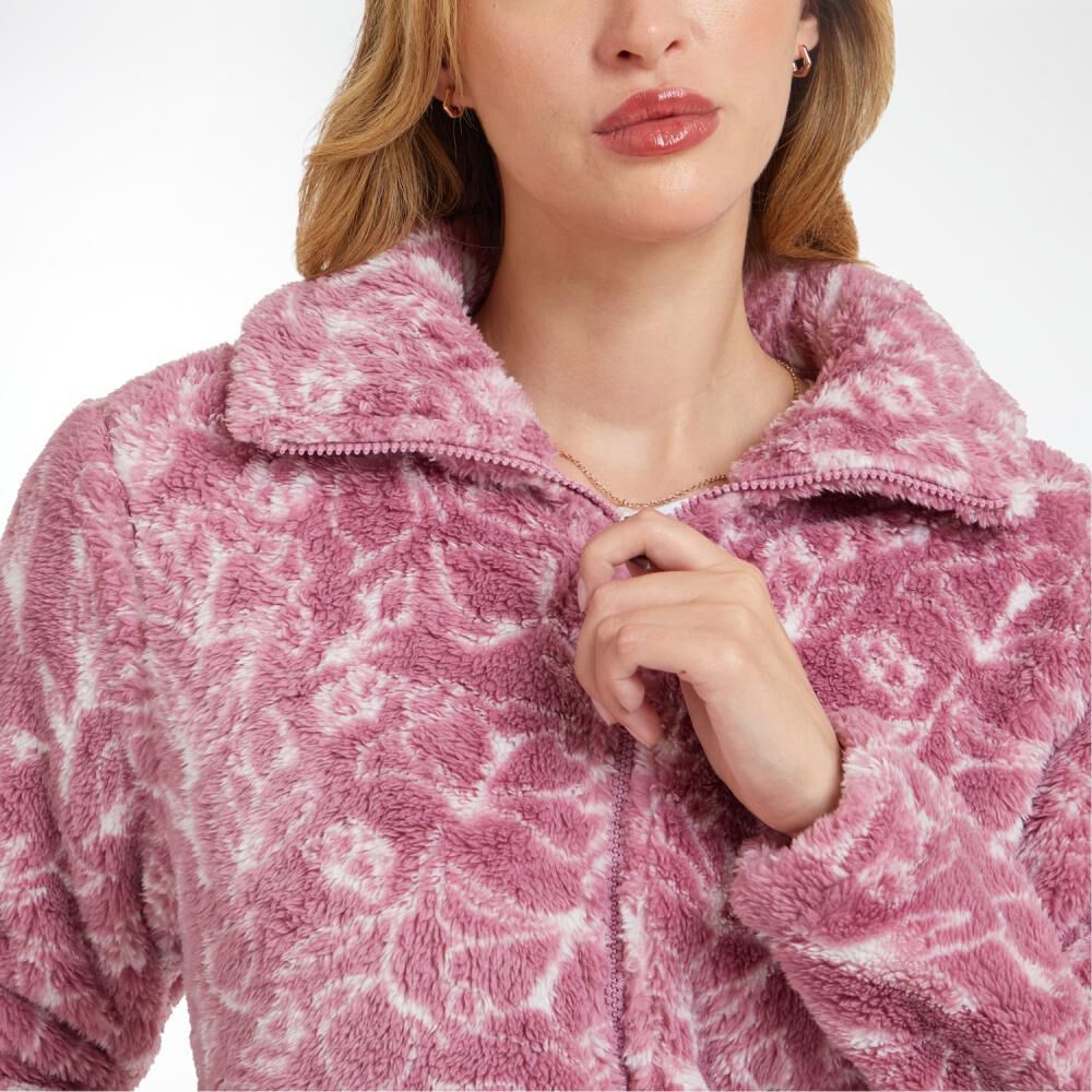 Poler&oacute;n Estampado Peludo Cuello Alto Mujer Geeps image number 4.0