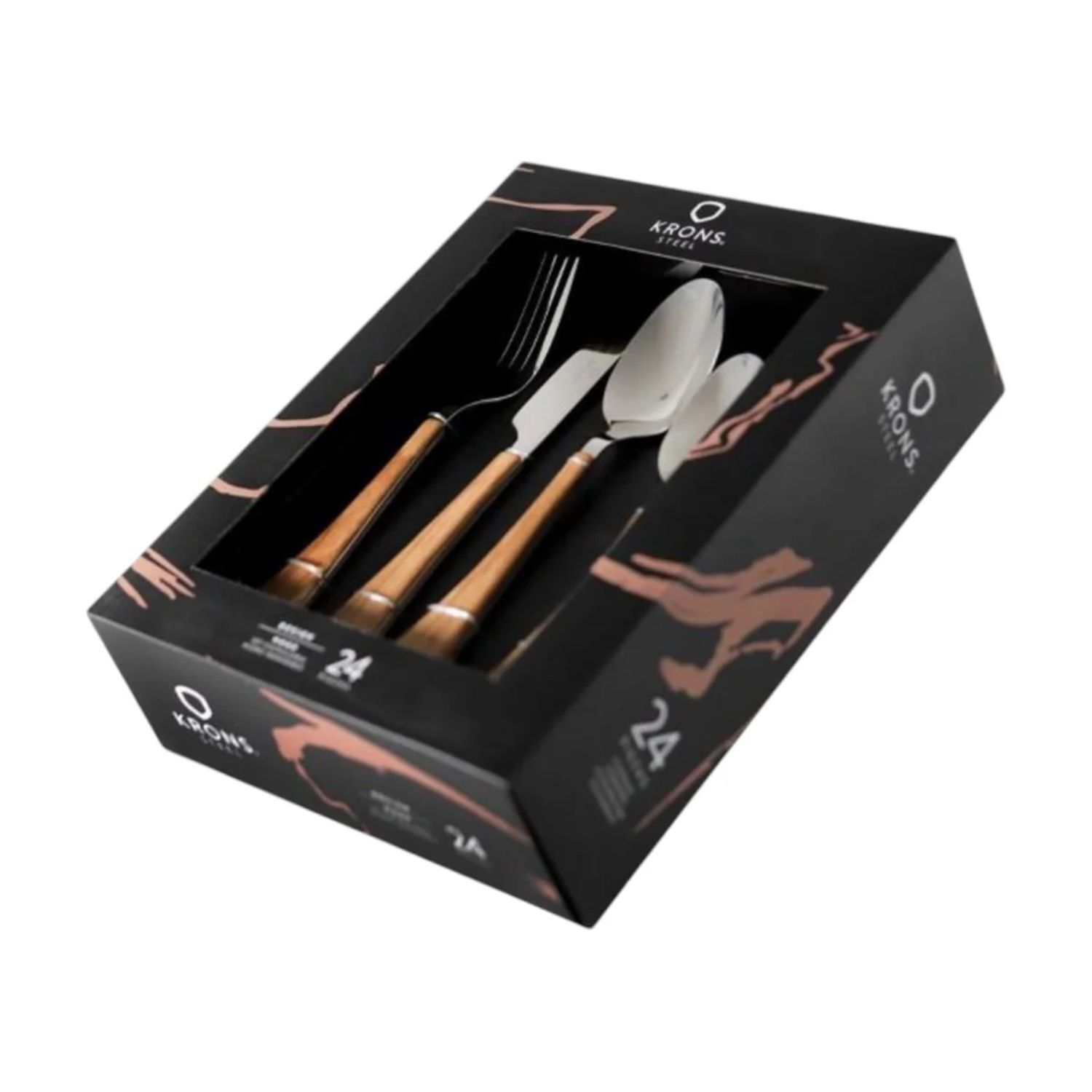 Set Cubiertos 24 Piezas Design Wood Dise&ntilde;o Madera image number 3.0