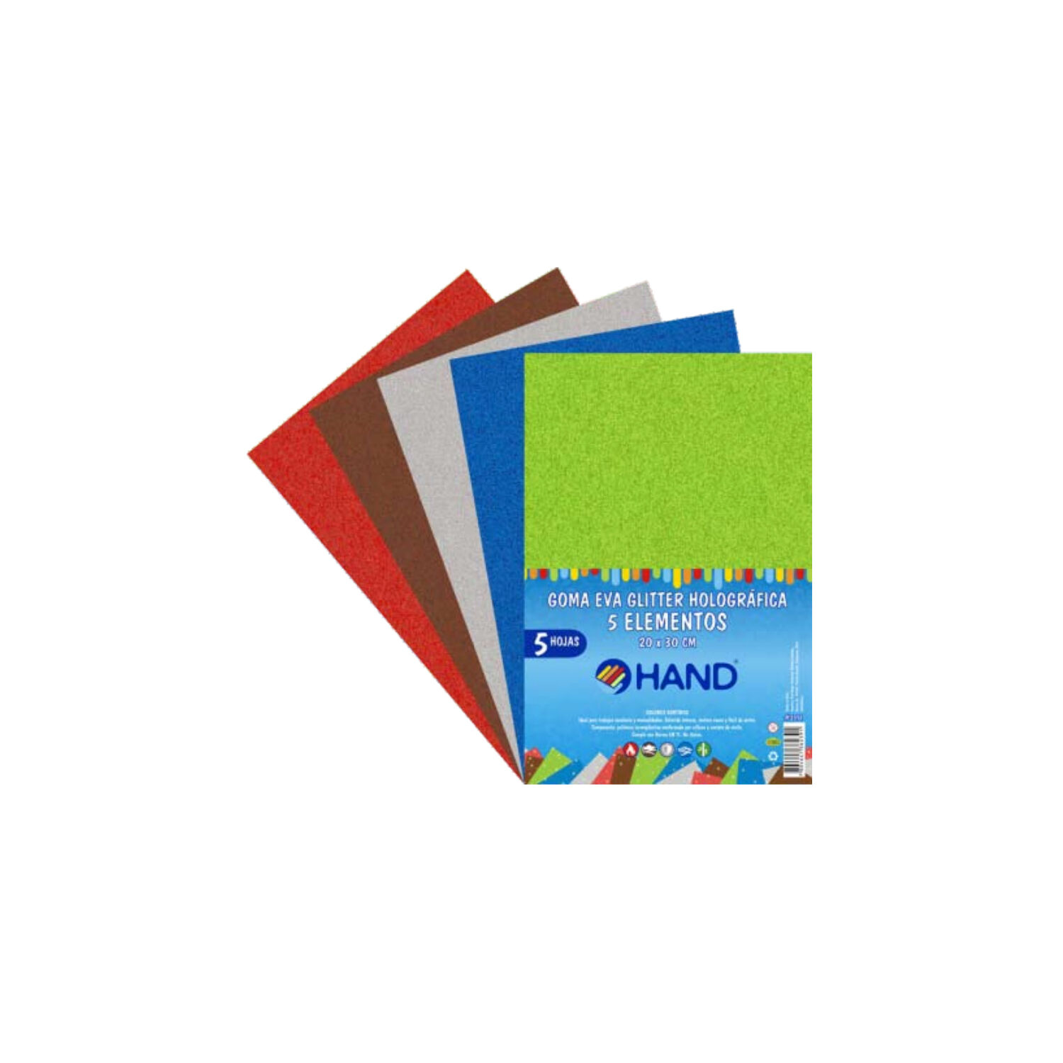 Pack 50 Hojas Goma Eva Glitter Hologr&aacute;fica 20x30cms Colores - Ps image number 0.0