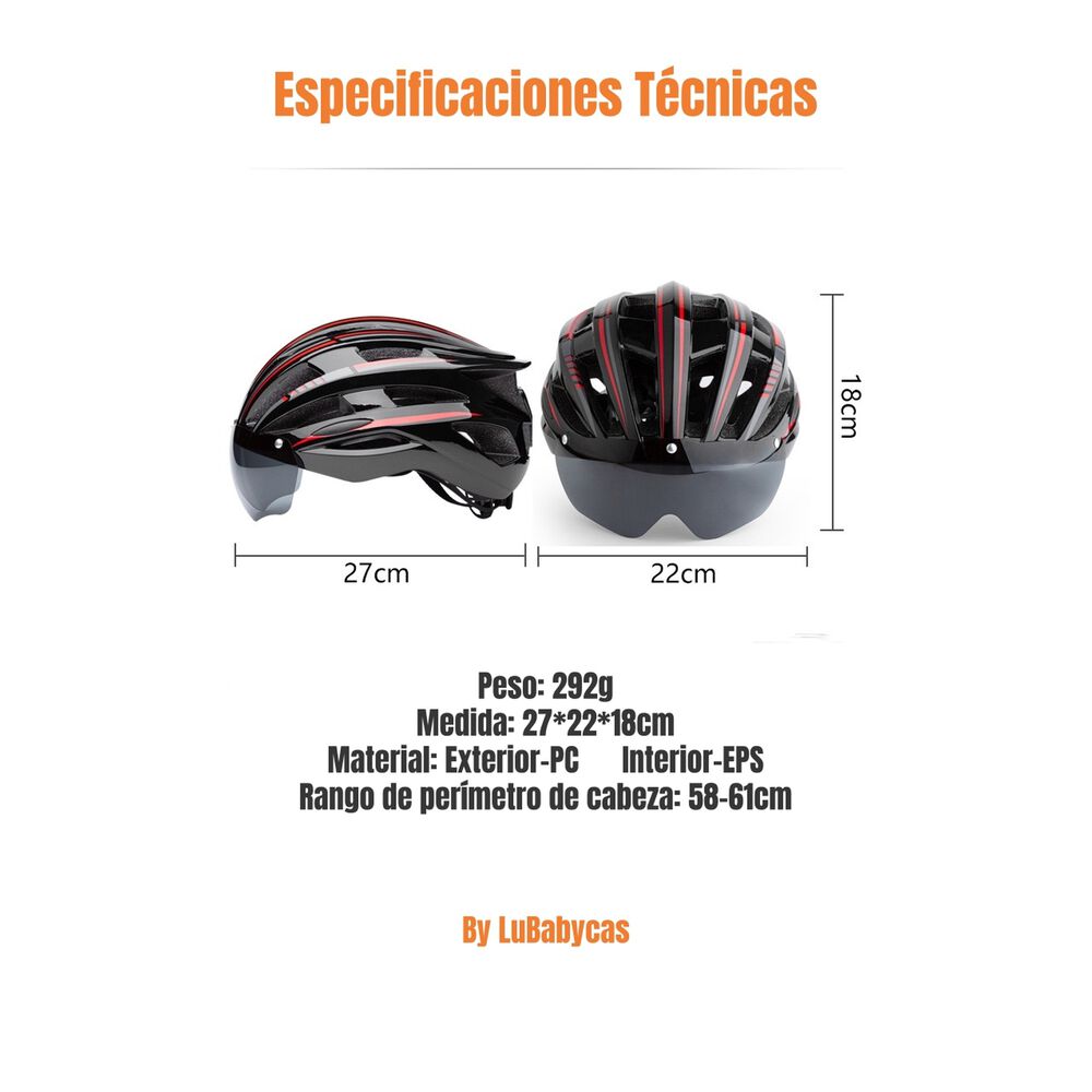 Casco Bicicleta Con Mica Facial Magn&eacute;tica Lubabycas image number 2.0