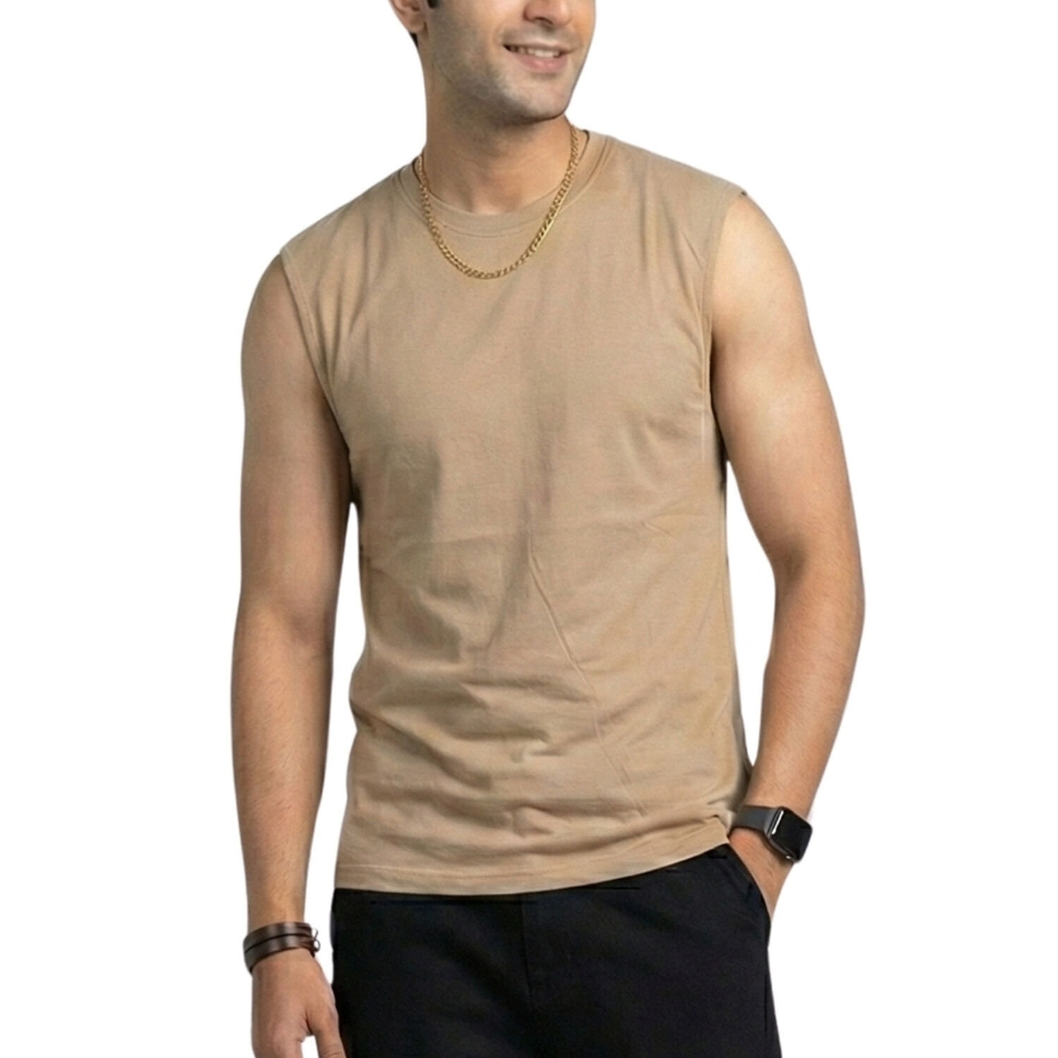 Polera Sin Manga Musculosa Unicolor Hombre Hercules image number 0.0