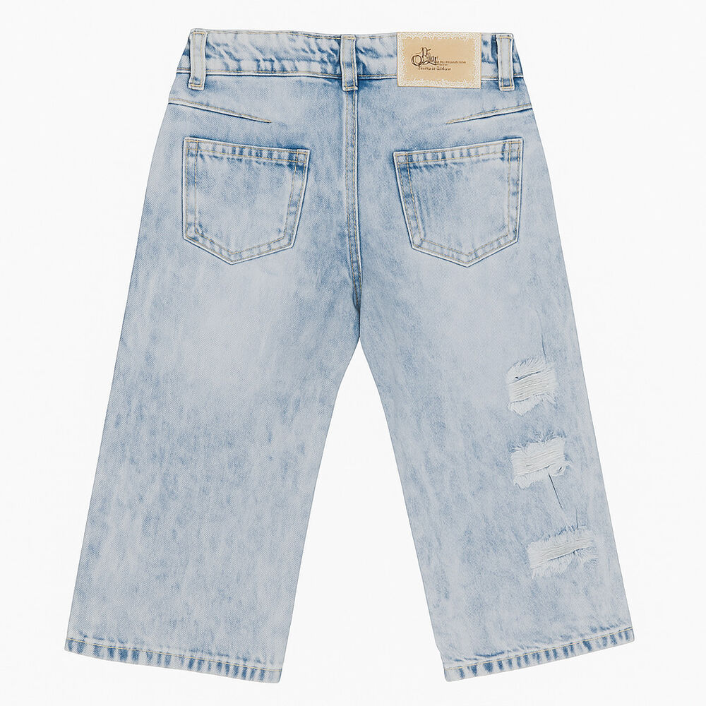 Pantal&oacute;n Jeans Ni&ntilde;a Con Brillo Y Dise&ntilde;o Rasgado image number 2.0