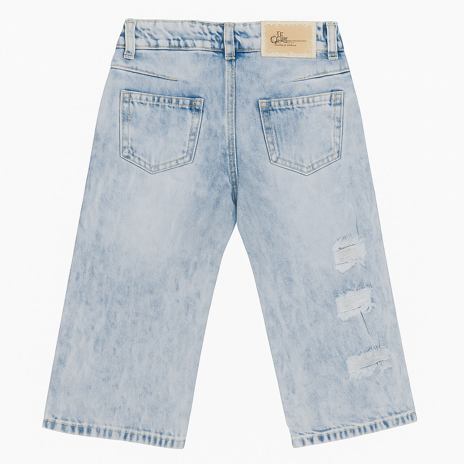 Pantal&oacute;n Jeans Ni&ntilde;a Con Brillo Y Dise&ntilde;o Rasgado image number 2.0