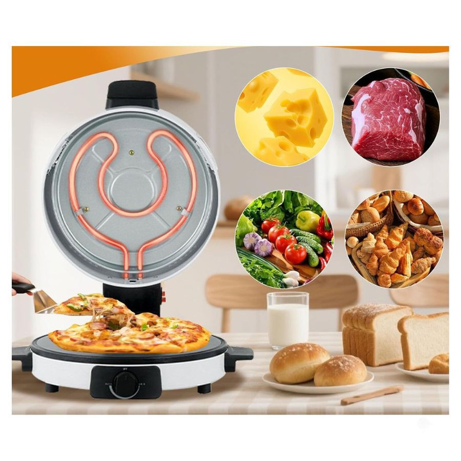 M&aacute;quina Para Hacer Crepas Y Pizzas 4 En 1 Sutai 35cm image number 4.0