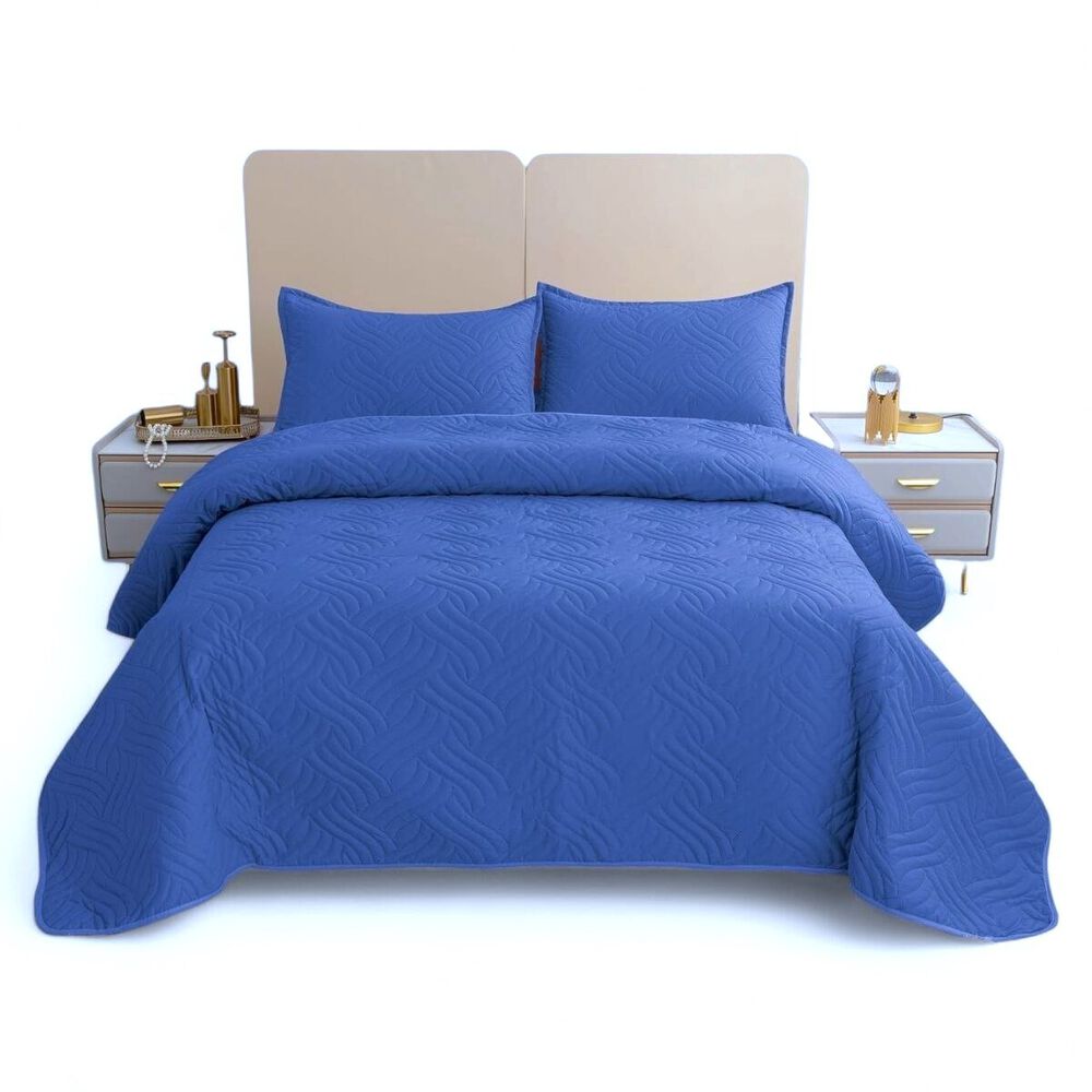 Cubrecama De Verano 2 Plazas Quilt + 2 Fundas De Almohada Cobertor Delgado Azul Rey image number 0.0