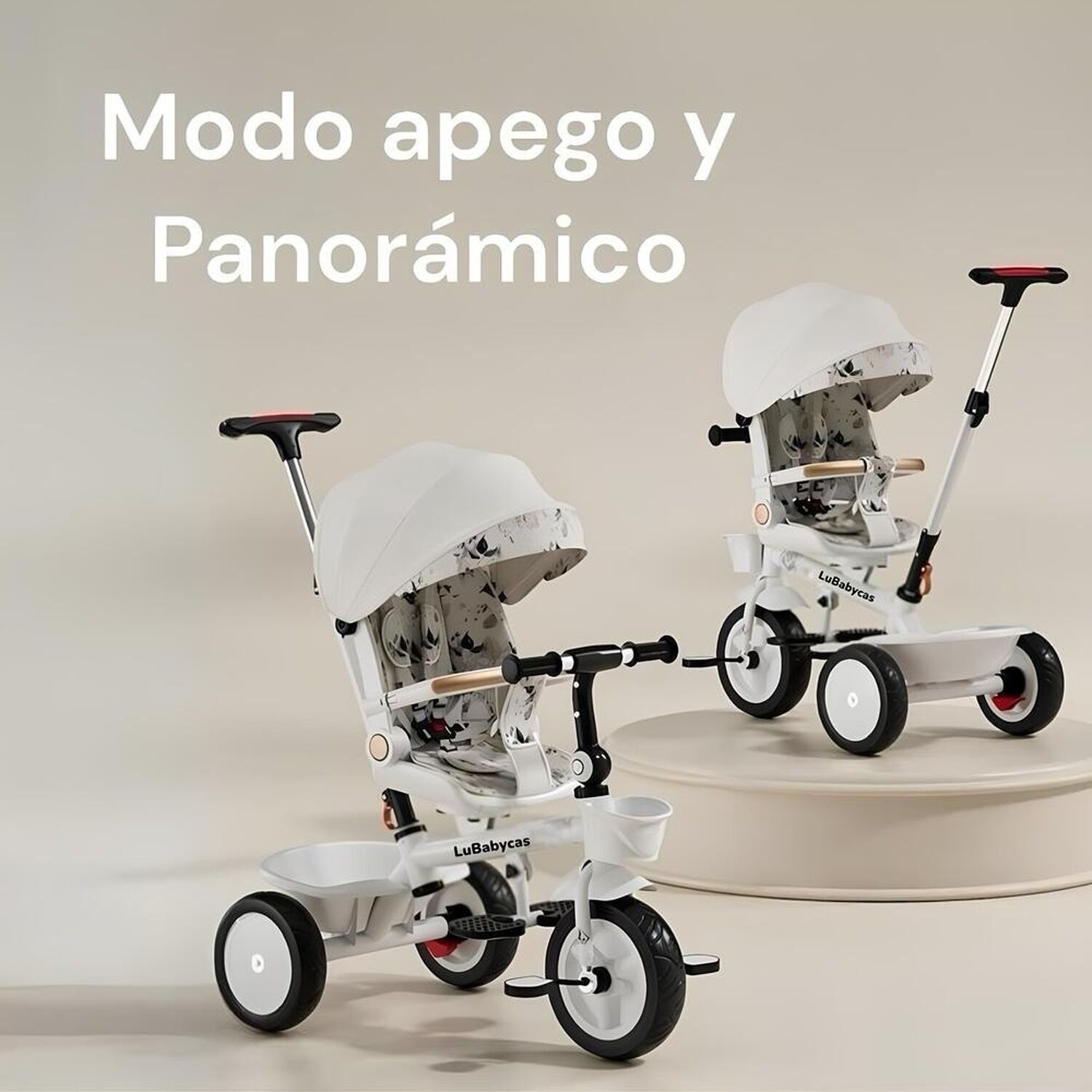 Triciclo Lubabycas 360&deg; Multiposiciones Con Mesita Blanco image number 2.0
