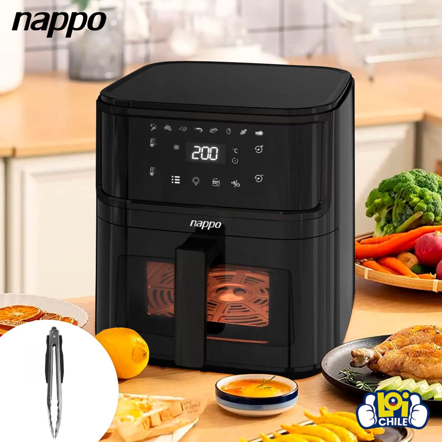 Freidora De Aire Nappo Digital 8 Litros 1500w Luz Interior image number 3.0