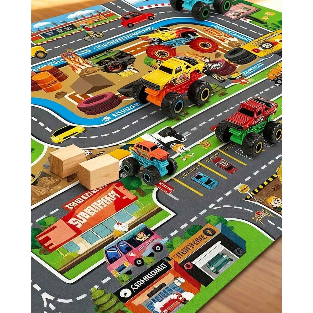 Juguete Alfombra Infantil Plegable Grande Con Autos Monster image number 5.0