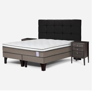 Cama Europea Rosen New Style 6 / 2 Plazas / Base Dividida + Set De Maderas Issey Grafito