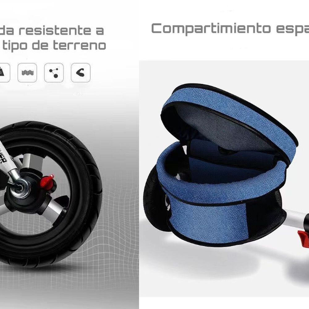 Triciclo Reversible Y Plegable Con Accesorios Gris Lubabycas image number 5.0