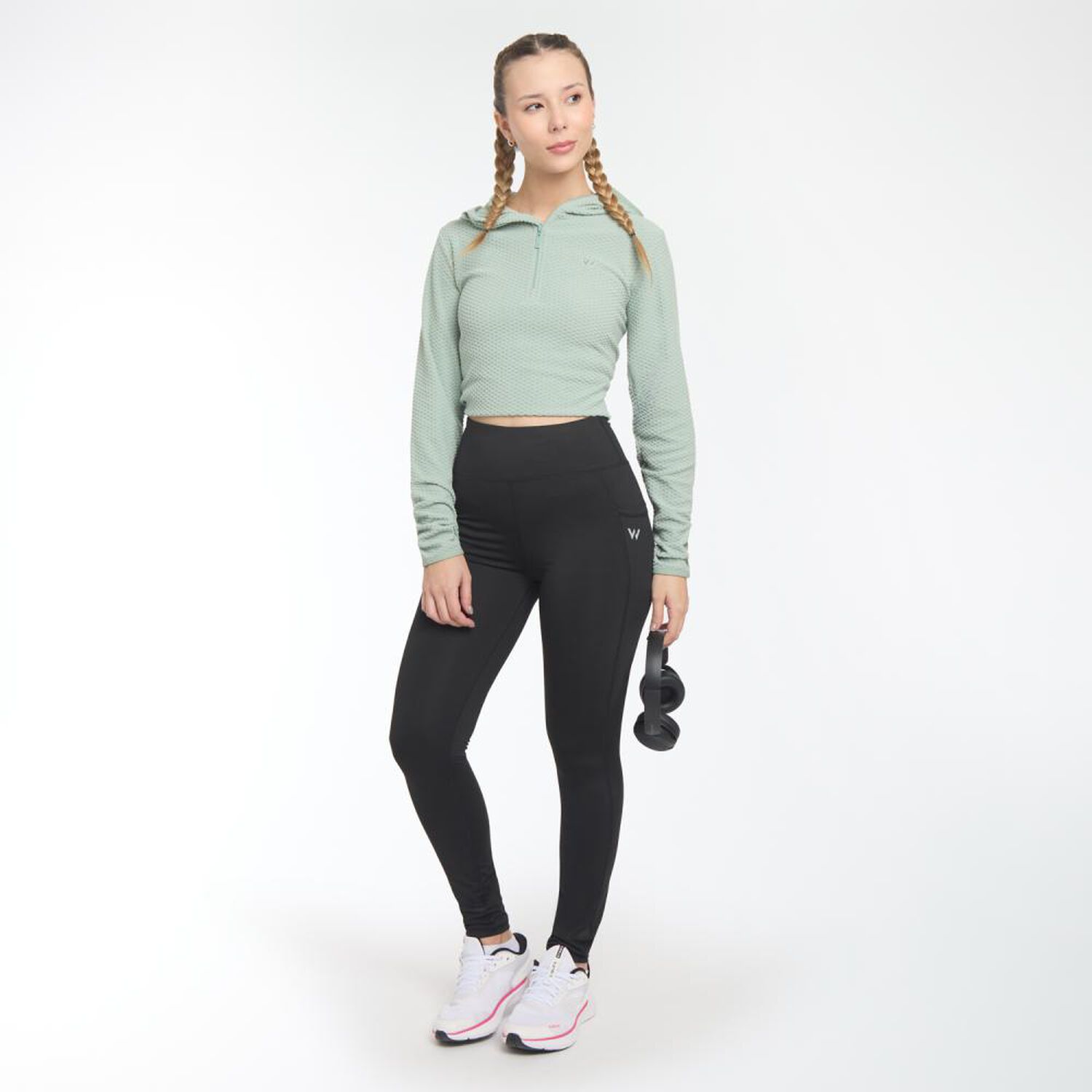 Calza Deportiva Larga Lisa Tiro Medio Mujer Wetland image number 0.0