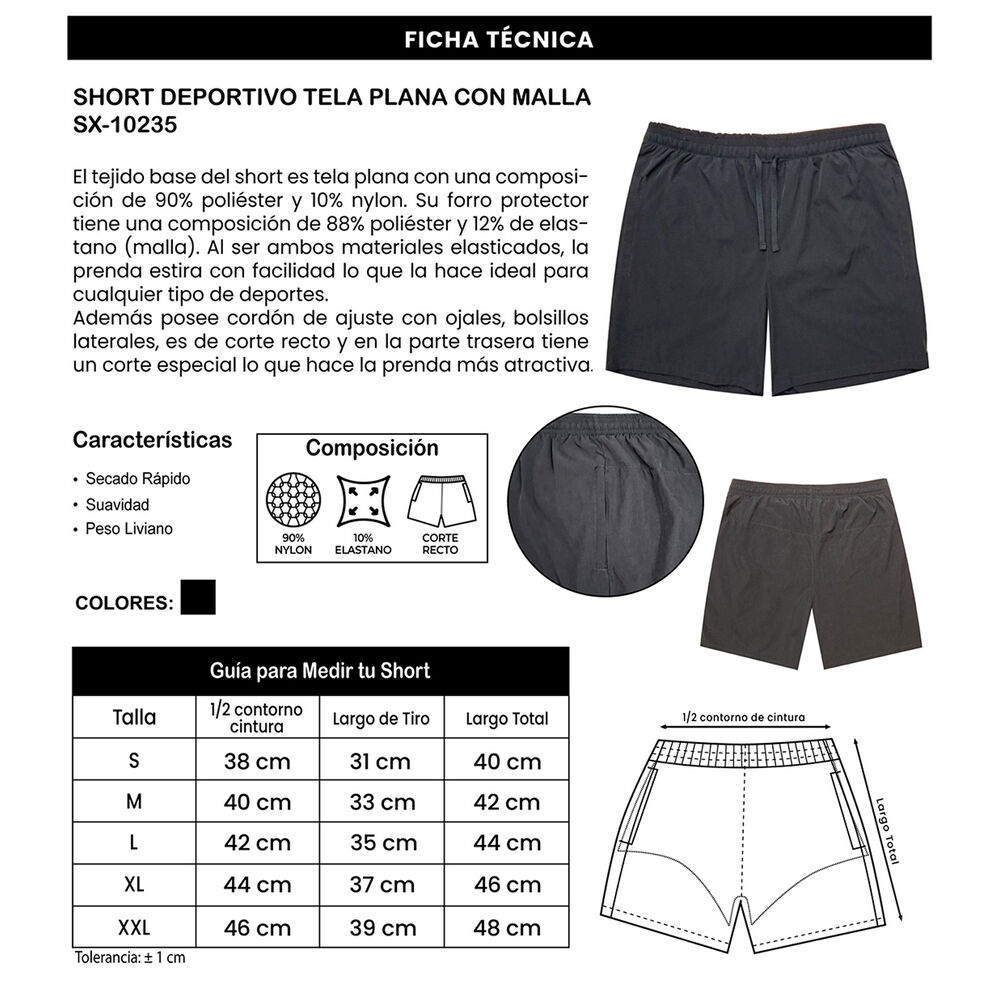 Short Deportivo Tela Plana Con Malla Sx-10235 image number 3.0