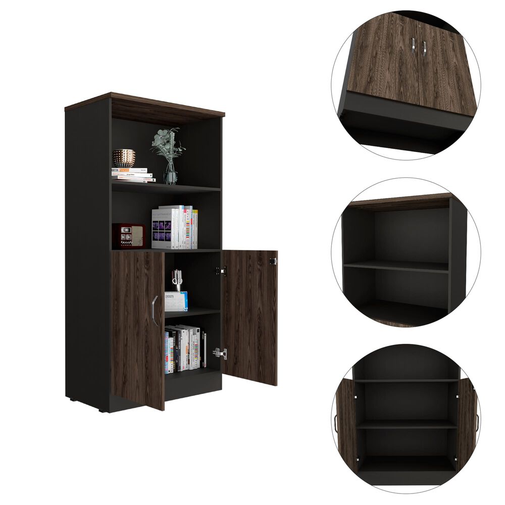 Librero 2 Puertas Fm-003n Negro Y Café Oscuro image number 4.0