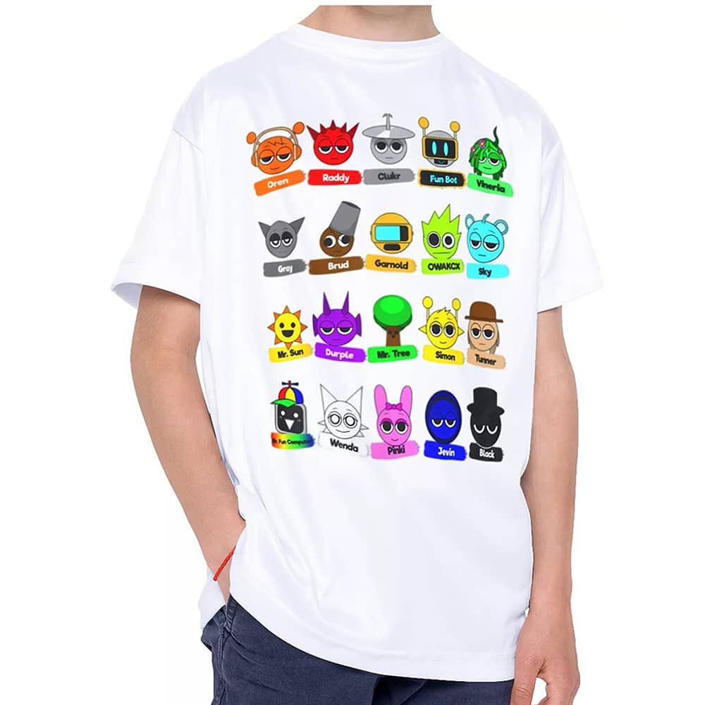 Polera Camiseta Blanca Ni&ntilde;os Sprunki Incredibox Videojuego image number 1.0