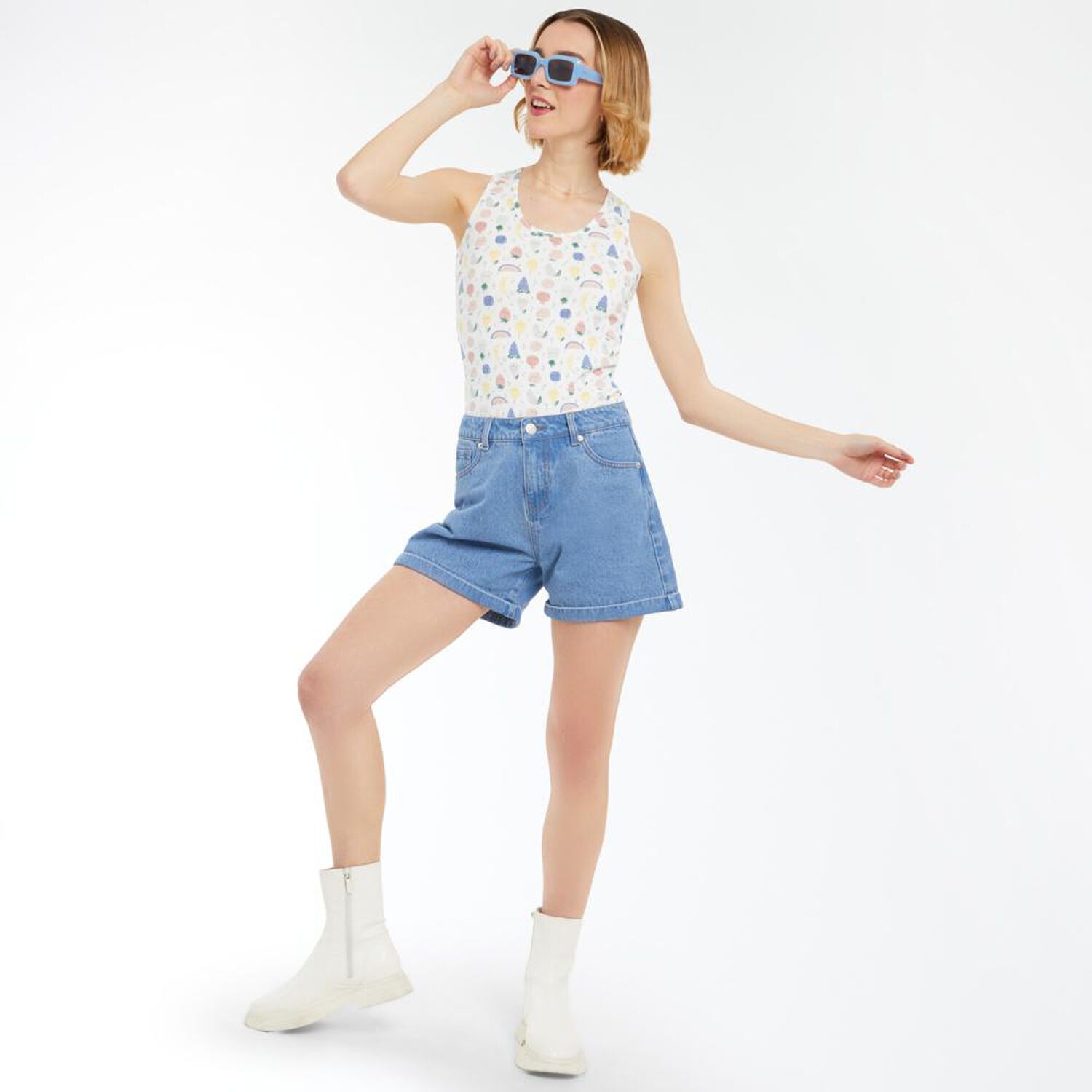Polera Microprint Sin Mangas Cuello Redondo Mujer Freedom image number 1.0