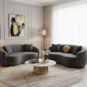 Living Elegante Sof&aacute; 3 Cuerpos Curvo + 2 Cuerpos Curvo
