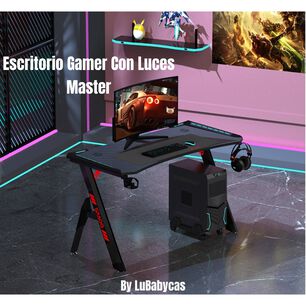 Escritorio Gamer Con Luces 140x60x73cm Negro By Lubabycas