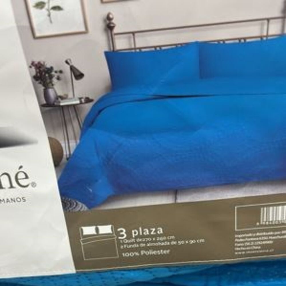 Cubrecama Quilt Reversible 3 Plazas Turquesa - Wonder Collection Martin&eacute; image number 1.0