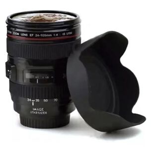 Tazon Mug Tipo Lente De Camara Fotografica Con Tapa Parasol