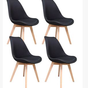 Pack 4 Sillas Tulip Lino Negro
