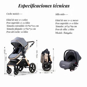 Coche Travel System Con Accesorios Lubabycas X1 Negro