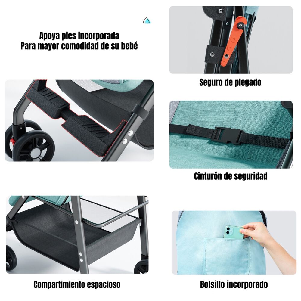 Coche De Paseo Reclinable Liviano Smart Rosado Lubabycas image number 1.0
