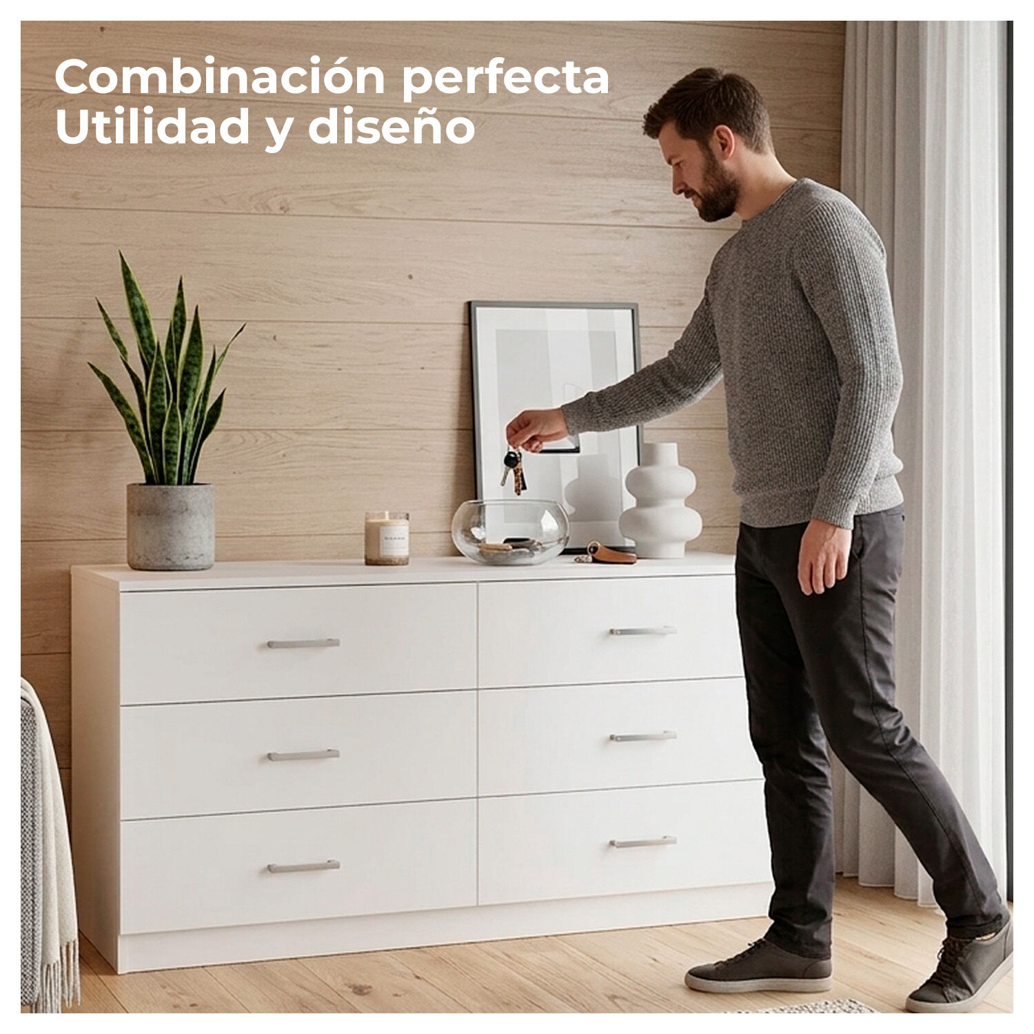 C&oacute;moda 6 Cajones Cajonera Mueble Organizador Dormitorio image number 3.0